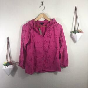 NWT J. Crew Button-front eyelet peasant top in pink